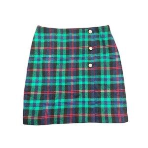 TALBOTS Wool Blend Skirt Preppy Side Zipper SZ 10 Plaid Academia Schoolgirl